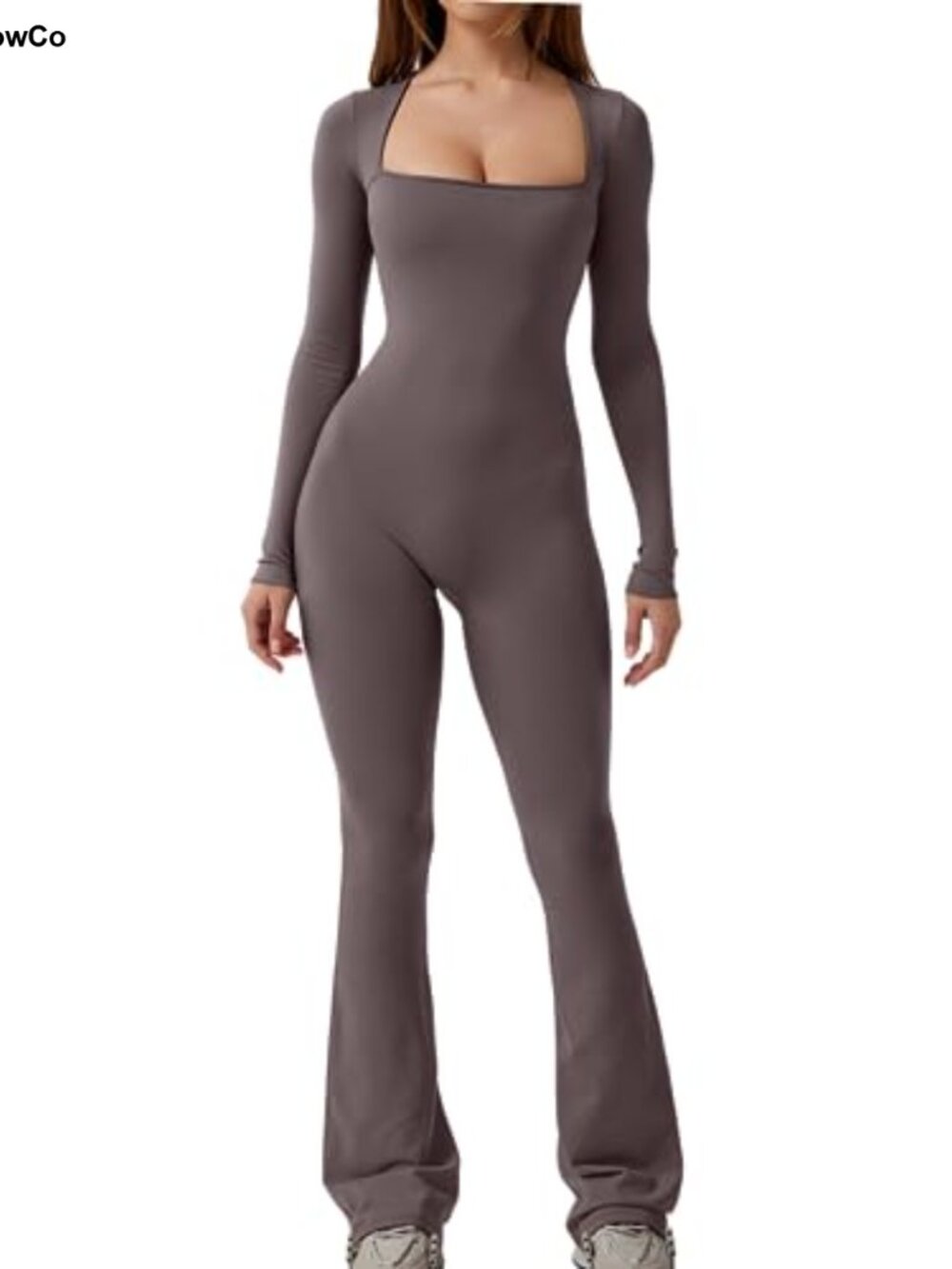 Wide Leg Jumpsuit Square Neck Full Length Flare One Piece